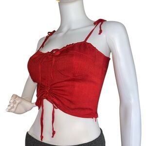 skylar +madison Red Ruched Crop Top Size S NWOT